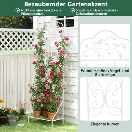 Metal Trellis for Climbing Plants with Foldable Shelf