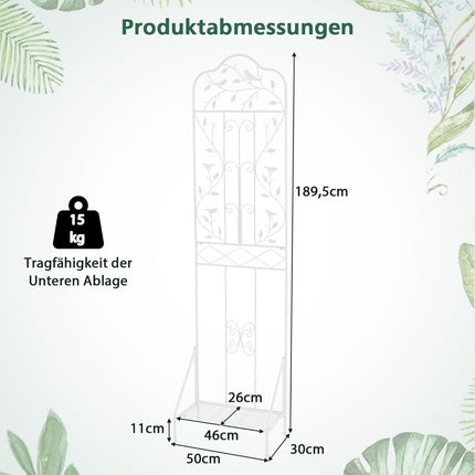 Metal Trellis for Climbing Plants with Foldable Shelf