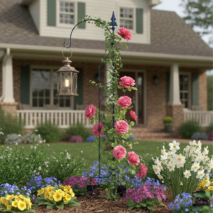 Metal Trellis with Shepherd's Crook for Climbing Plants