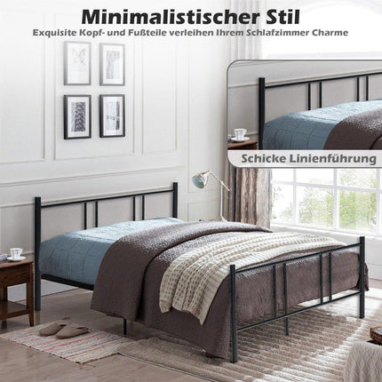 Metal bed frame platform bed frame with headboard and footboard 200 x 160 cm black