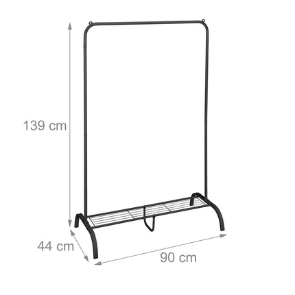 Metal clothes hanger with shelf