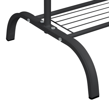 Metal clothes hanger with shelf