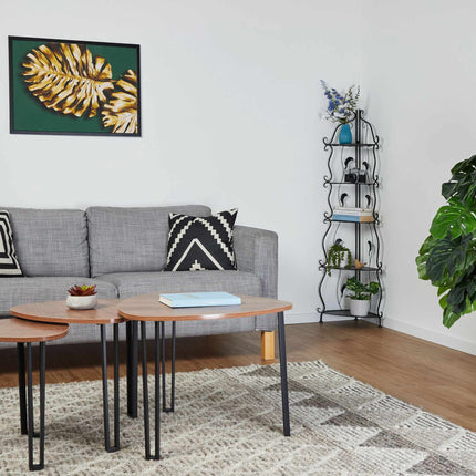 Metal corner shelf with 5 shelves