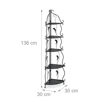 Metal corner shelf with 5 shelves