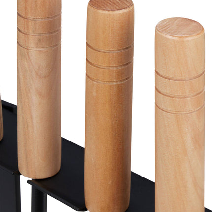 Metal firewood basket with stove tools