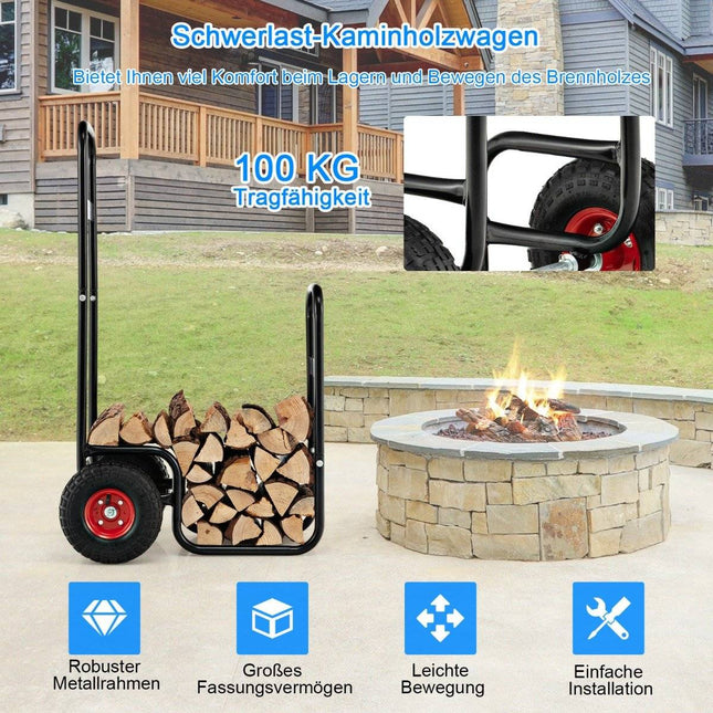 Metal firewood cart with wheels up to 100 kg firewood cart wood cart firewood cart