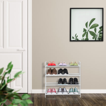 Metal shoe rack with 4 shelves