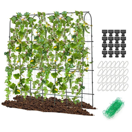 Metal trellis with trellis net for climbing plants support U-shaped high garden cucumber trellis