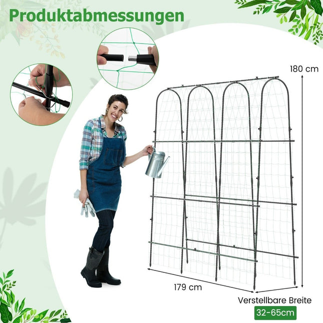 Metal trellis with trellis net for climbing plants support U-shaped high garden cucumber trellis