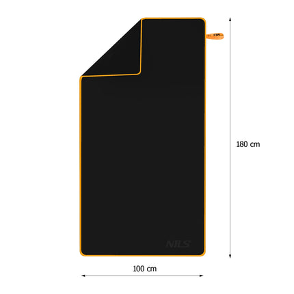 Microfibre Towel, Black-Orange, 180x100 cm