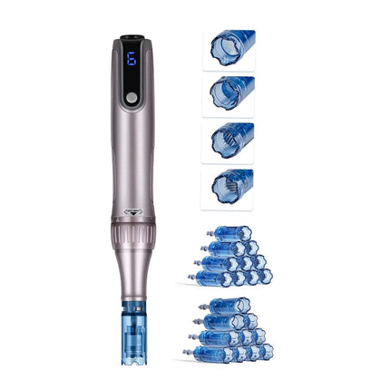 Microneedling Pen Kit, 20 Cartridges, 0–2.5 mm, LCD