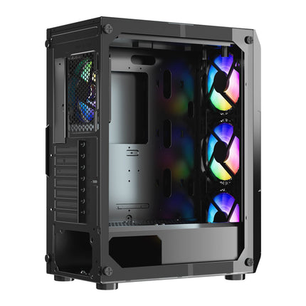Mid-Tower PC Case, Tempered Glass, 4x120mm ARGB Fans