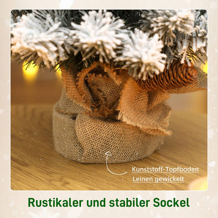 Mini Artificial Christmas Tree 60 cm with Snow, Pinecones