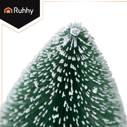 Mini Christmas Trees Set of 3, Snow-Covered, Wood Base