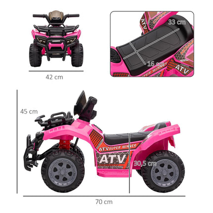 Electric Mini Quad ATV for Kids, LED Lights, Pink