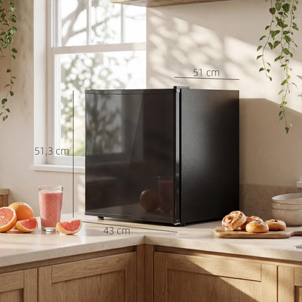 Mini Fridge 44L, Adjustable Thermostat, Black