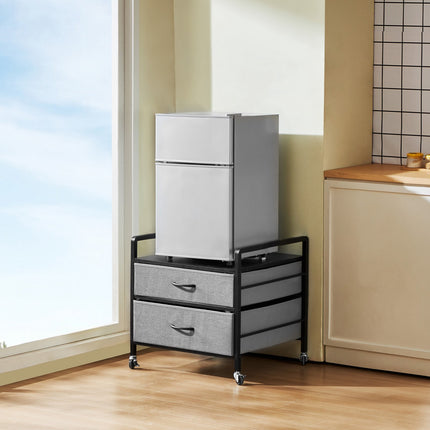 Mini Fridge Stand with 2 Drawers, Wheels, 176 lb
