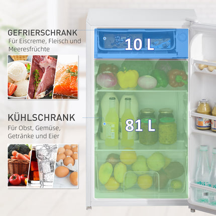 Mini Fridge with Freezer, 91L Capacity, Quiet, White