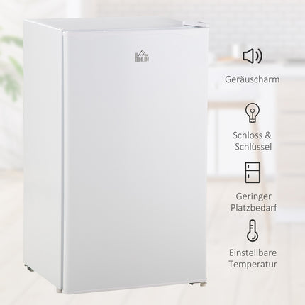 Mini Fridge with Freezer, 91L Capacity, Quiet, White