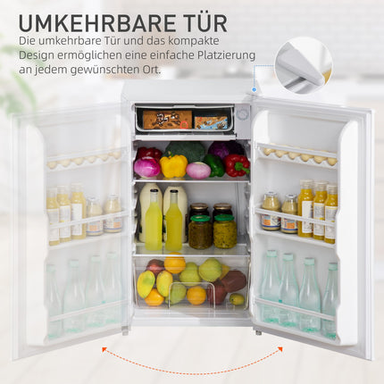 Mini Fridge with Freezer, 91L Capacity, Quiet, White