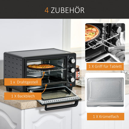 Mini oven 21L – 3 positions, 100°C-230°C, black/silver