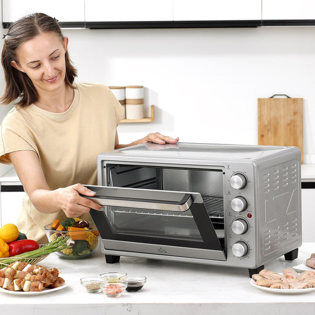 Electric Mini Oven 32L, 1600W, Stainless Steel & Glass