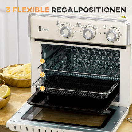 Mini oven, 20L, 7-in-1, air circulation, cream white