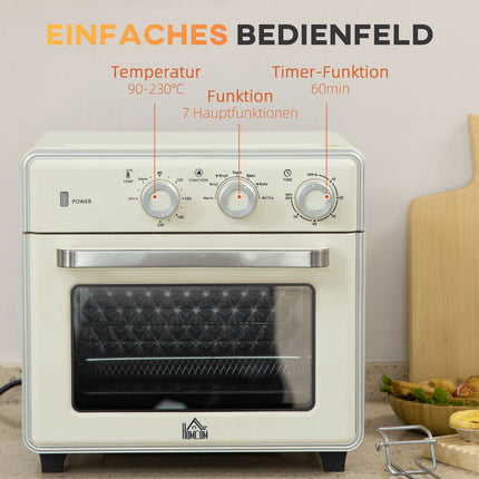 Mini oven, 20L, 7-in-1, air circulation, cream white
