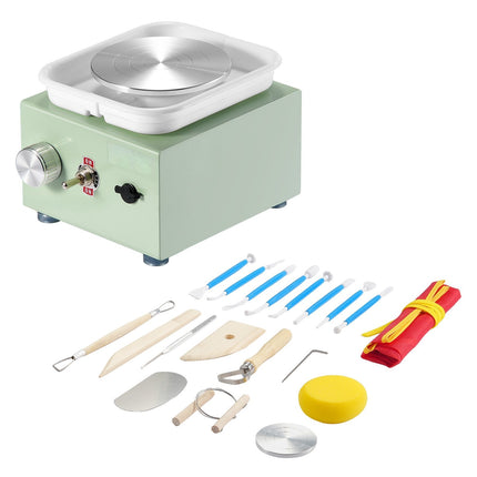 Mini Pottery Wheel, 0-320 RPM, 2 Wheels, 18-Piece Kit