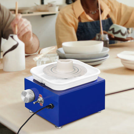 Mini Pottery Wheel 30W, Dual Turntables, Tools Apron