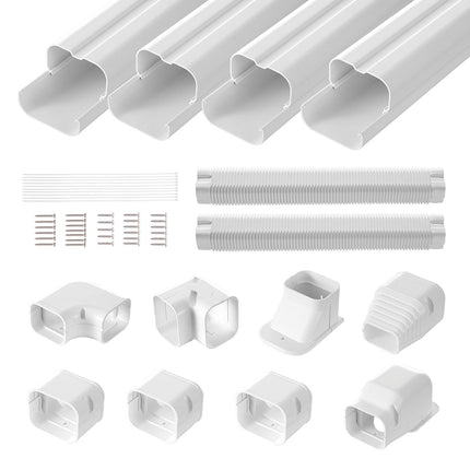 Mini Split Line Set Cover, 17.6 Ft PVC, White