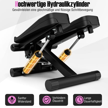 Mini Stepper with Resistance Bands, Adjustable Intensity