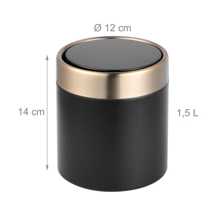 Mini Table Bin, 1.5L, Black – Metal Swing Lid