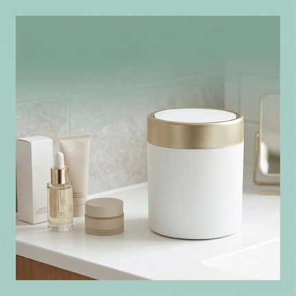 Mini Table Bin, 1.5L, White Metal Swing Lid