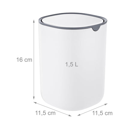 Mini Table Bin with Swing Lid, 1.5L – White