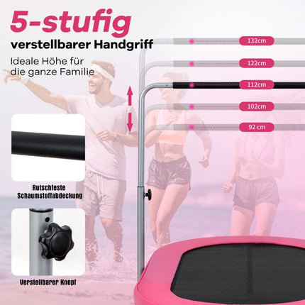 Mini Trampoline with Adjustable Handle, 2-Person, Pink
