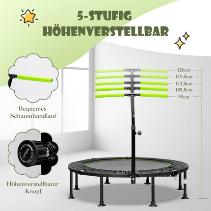 Mini Trampoline with Adjustable Handle, Foldable, 110cm