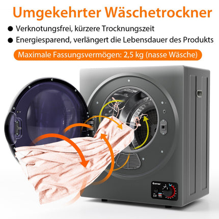 Mini Vented Tumble Dryer 2.5kg, 850W, 4 Modes
