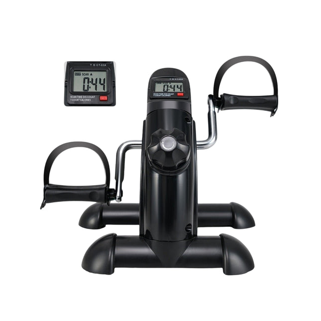 Mini fitnessfiets hometrainer arm- en beentrainer met verstelbare weerstand zwart