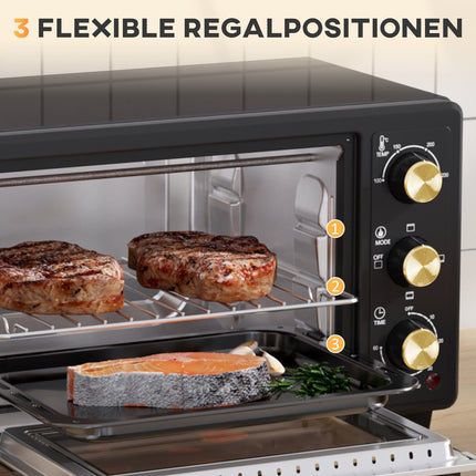 16L Mini Oven, 1400W, Grill & Baking Tray, Black