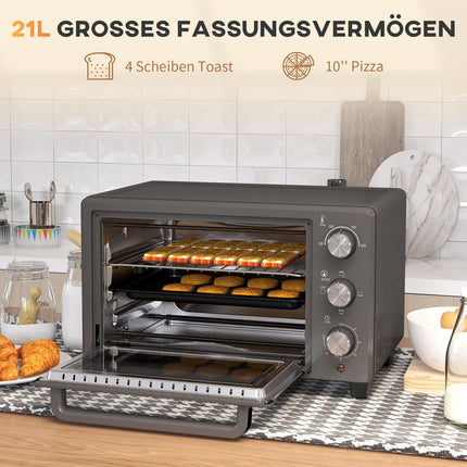 21L Mini Oven – 1400W, Timer & Temp Control, Stainless Steel