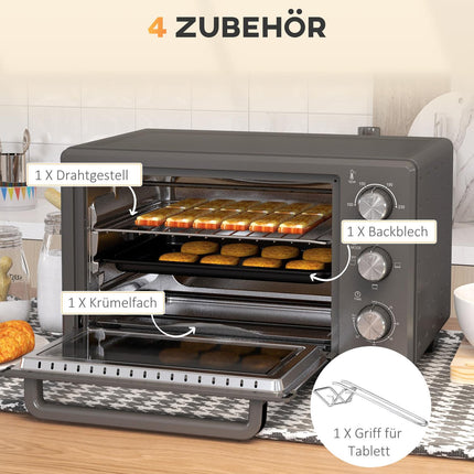 21L Mini Oven – 1400W, Timer & Temp Control, Stainless Steel