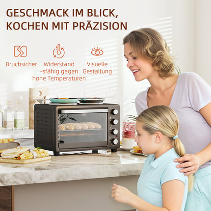 28L mini oven, 2600W, 60-min timer, double heating plates