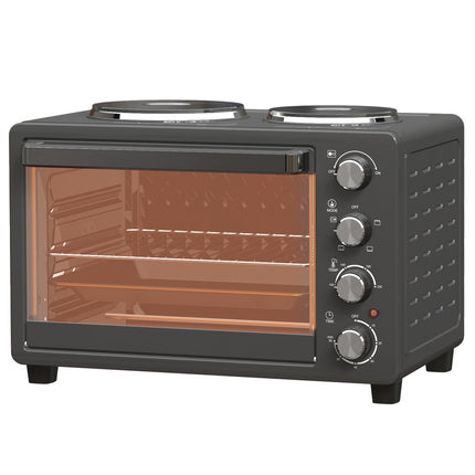 28L mini oven, 2600W, 60-min timer, double heating plates