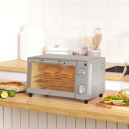 Mini oven 9L, Adjustable Temp & Timer, Stainless steel