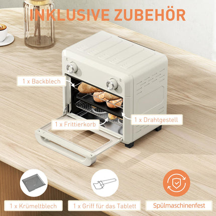Mini Air Fryer Oven 10L, Stainless Steel, Touch Screen, 1000W