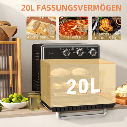 Mini oven with Air Fryer, 20L, Timer, 1400W, Metal