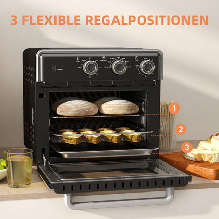Mini oven with Air Fryer, 20L, Timer, 1400W, Metal