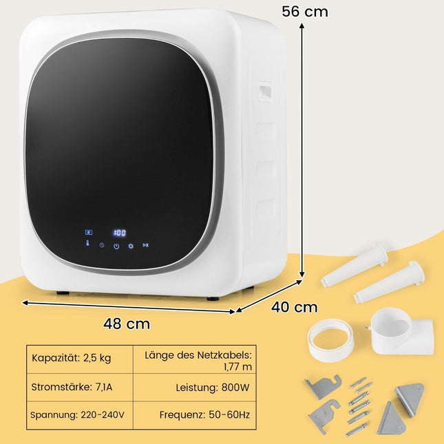 Mini tumble dryer 5kg with LED touch screen & disinfection & deodorization exhaust dryer