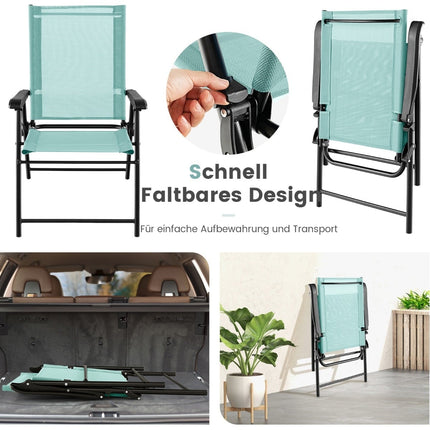 Mint Green Folding Patio Chairs Set of 2 – 65x60x93 cm